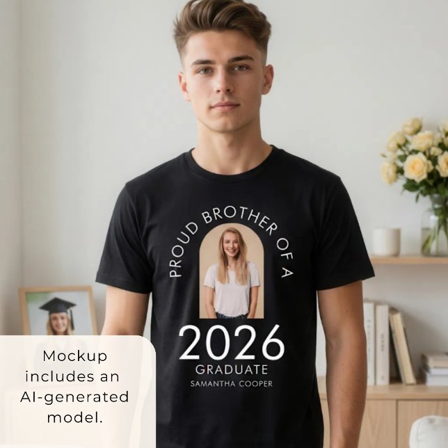Båge Foto Stolt Bror till 2026 Examinand  T Shirt (Skapare uppladdad)