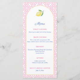 Båge Girly Rosa Med Citron Baby Shower-fest Meny
