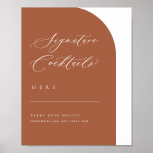 Båge Minimal Signatur Drinkar Bröllops Bar Meny Poster