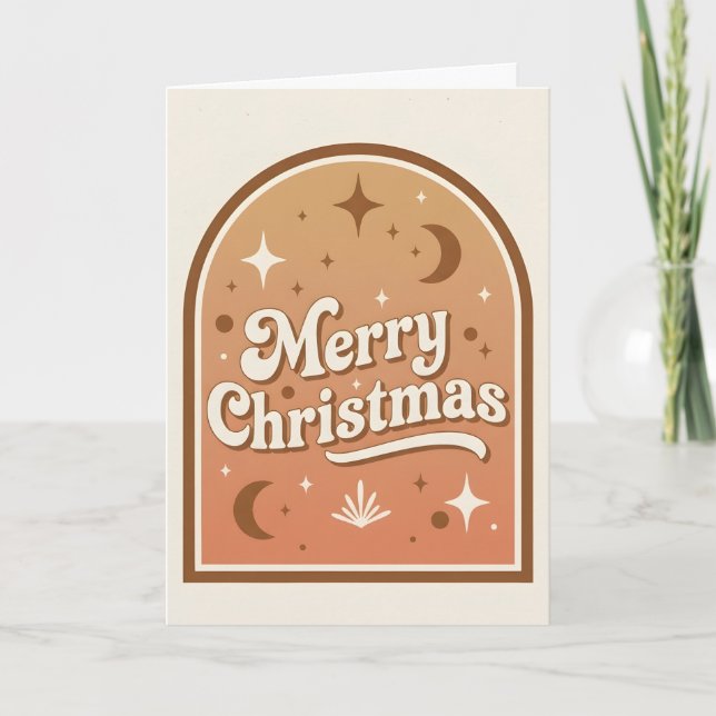 Båge Ram Boho Retro God Jul Helgkort (Framsida)