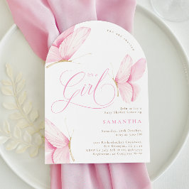 Båge Rosa Fjärilar Flicka Barnkalas Inbjudningar
