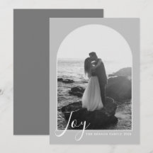 Båge Skript Glädje Grå Vertikal Högtidskort