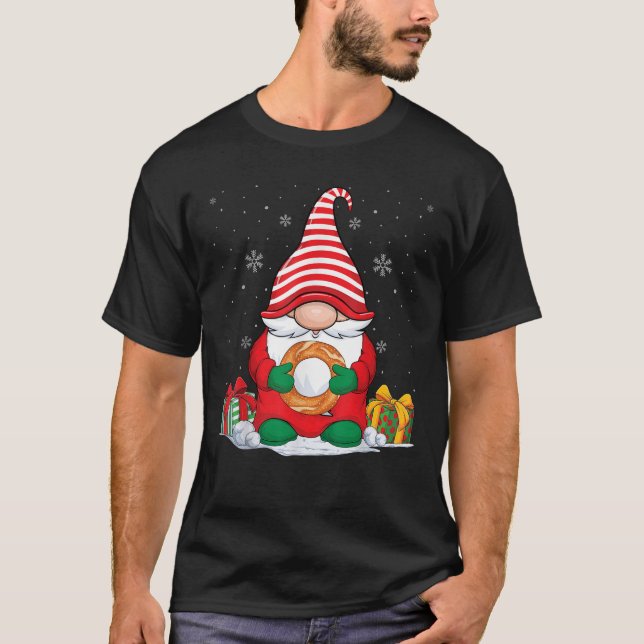 Bagel Christmas Gnomes Cute Bagel Lover Men Women  T Shirt (Framsida)