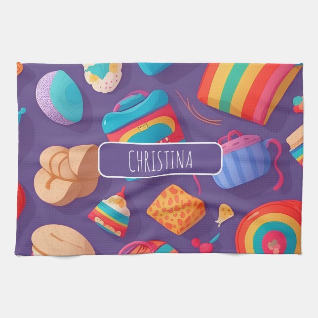 Bagel Colorful Personlig Mönster Kökshandduk (Horisontell)