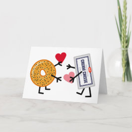 Bagel & Cream Cheese - Cute Valentine Love Hearts Helgkort
