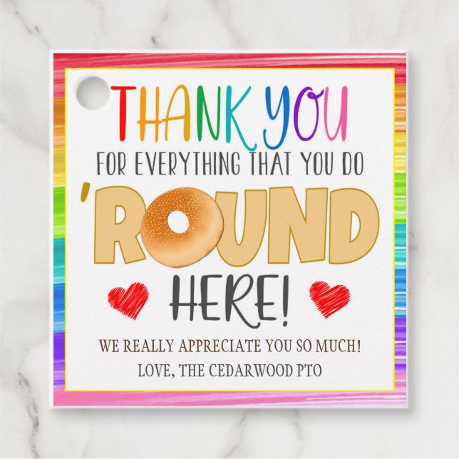 Bagel Gift Märkre Gåvor Etiketter (Framsida)