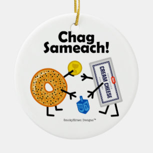 Bagel & gräddost - Chag Sameach! Julgransprydnad Keramik