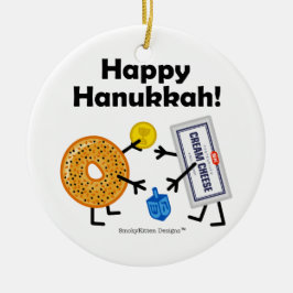 Bagel & gräddost - lyckliga Hanukkah! Julgransprydnad Keramik
