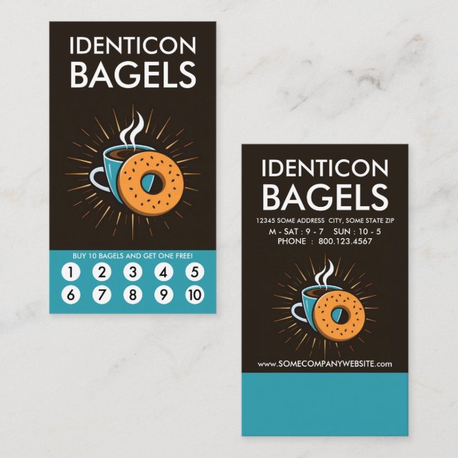 Bagel Loyalty Punch Card Lojalitetskort (Fram/baksida)