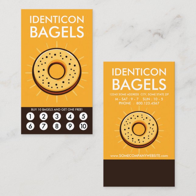Bagel Loyalty Punch Card Lojalitetskort (Fram/baksida)
