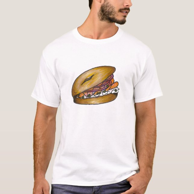 Bagel med Cream Cheese och Lox Bagels Breakfast Te T Shirt (Framsida)