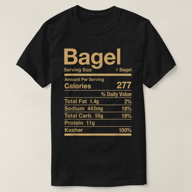 Bagel Nutrition Facts Jewish Kosher Food Hanukkah T Shirt (Design framsida)