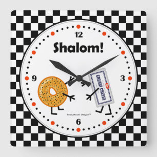 Bagel och gräddost - Shalom - vänliga matar Fyrkantig Klocka