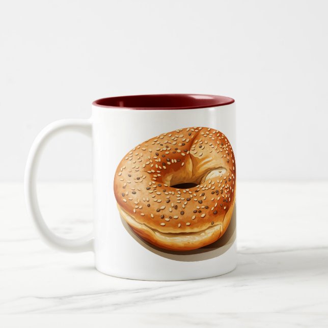 Bagel på en Två-Tonad mugg (Vänster)