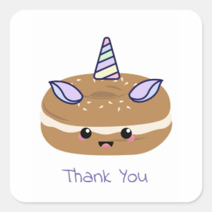 Bagel Unicorn Bagel Buddies Fyrkantigt Klistermärke