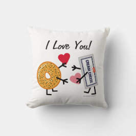 Bageln & gräddost älskar jag dig! Valentinhjärtor Kudde