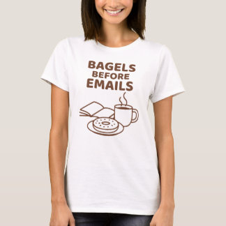 Bagels före e-post Funny Line Art T Shirt