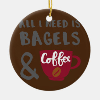 Bagels och Coffee Bagel Älskare Julgransprydnad Keramik