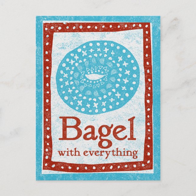 Bagelvykort - Roligt Blue Red Food Postcard Vykort (Framsida)