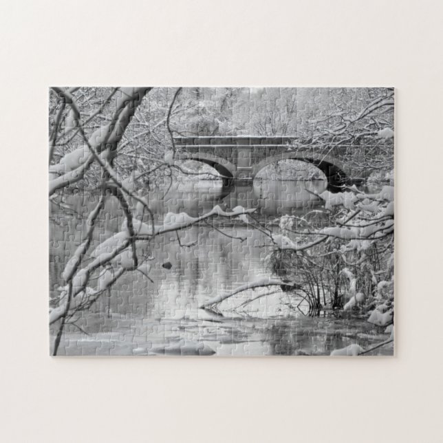 Bågen överbryggar över den djupfryst floden i pussel (Horisontell)