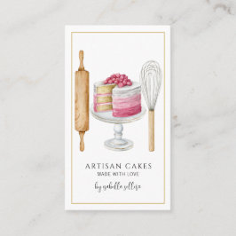 Bagerbakeri Chef Watercolor Baking Utensils Cake Visitkort