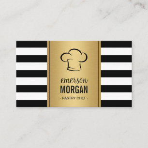 Bagerbakverk Chef Elegant Guld Black White Rand Visitkort