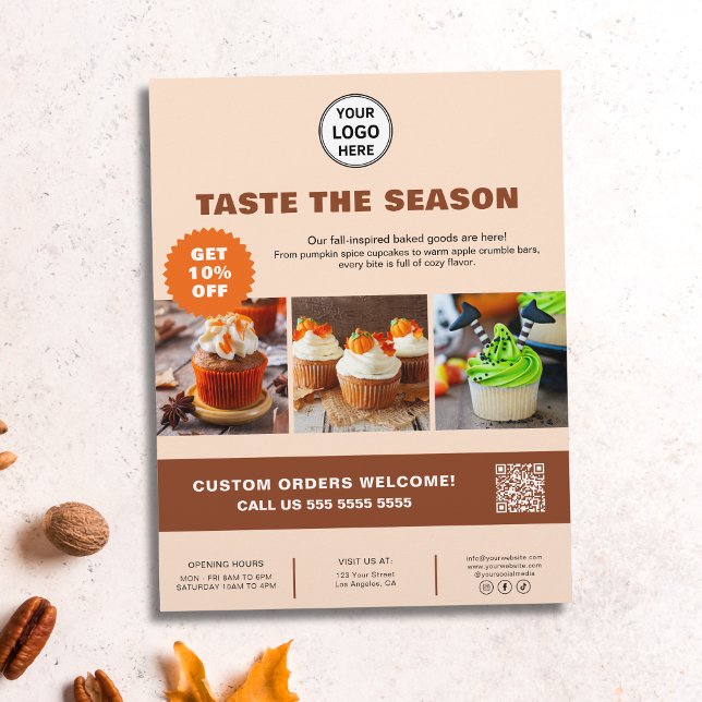 Bageri Anpassad Foto Säsongsverksamhet Reklamblad (Bakery Custom Photo Seasonal Business Flyer)