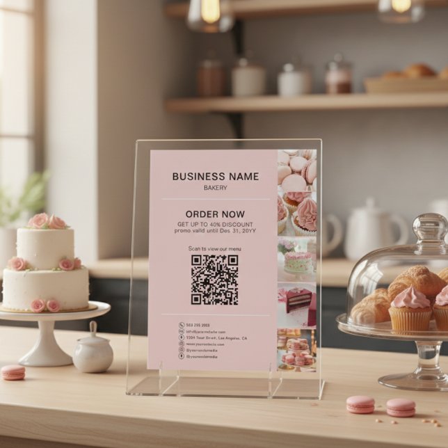 Bageri Anpassad Foto Social Media QR Flygblad (Bakery Custom Photo Social Media QR Flyer)
