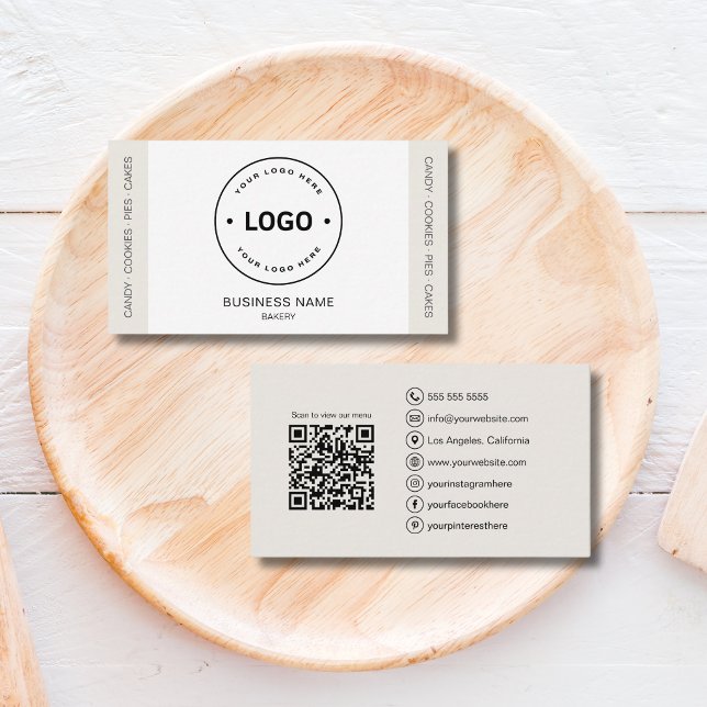 Bageri Anpassad Logotyp QR-kod Visitkort (Bakery Custom Logo QR Code Business Card)
