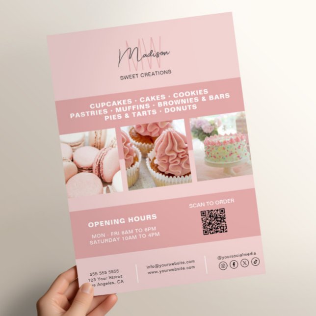 Bageri Anpassad Monogram Logotyp Affärsmarknadsför Reklamblad (Bakery Custom Monogram Logo Business Marketing Flyer)