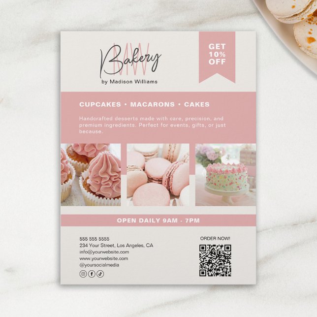 Bageri Anpassad Monogram Logotyp Flyer (Bakery Custom Monogram Logo Flyer)