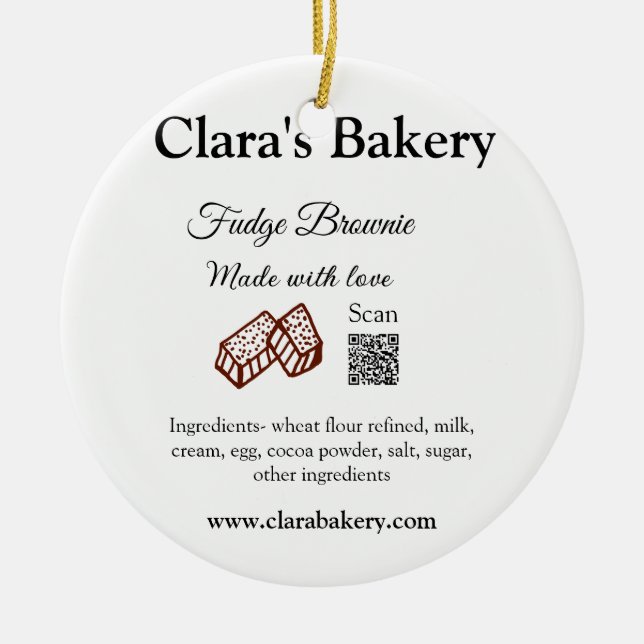 Bageri (brownie) tillsätter ingredienser som tillv julgransprydnad keramik (Framsidan)