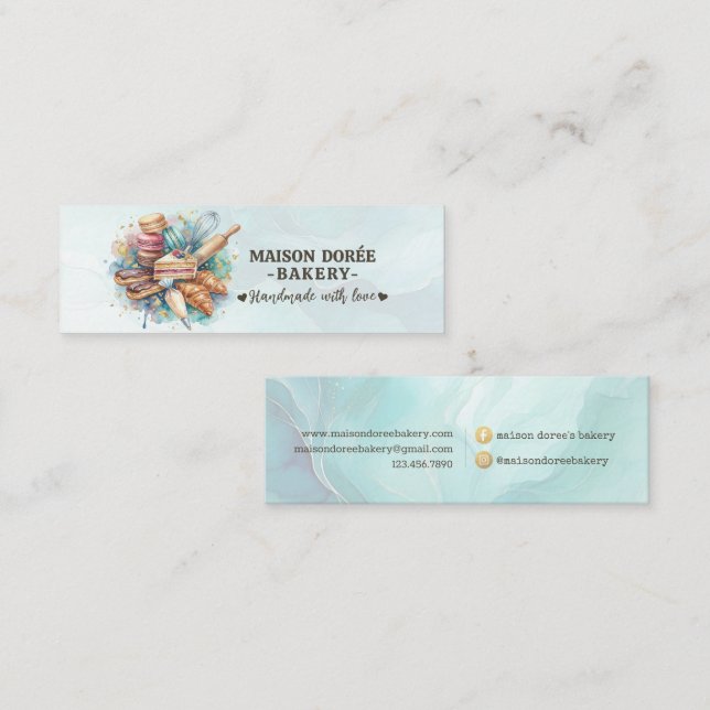 Bageri Butik Konditor Efterrätter Godis Tårta Baga Mini Visitkort (Fram/baksida)