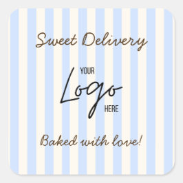 Bageri Café Logotyp Bakat med kärlek Fyrkantigt Klistermärke