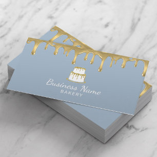 Bageri Chef Guld Drives Cake Dusty Blue Visitkort