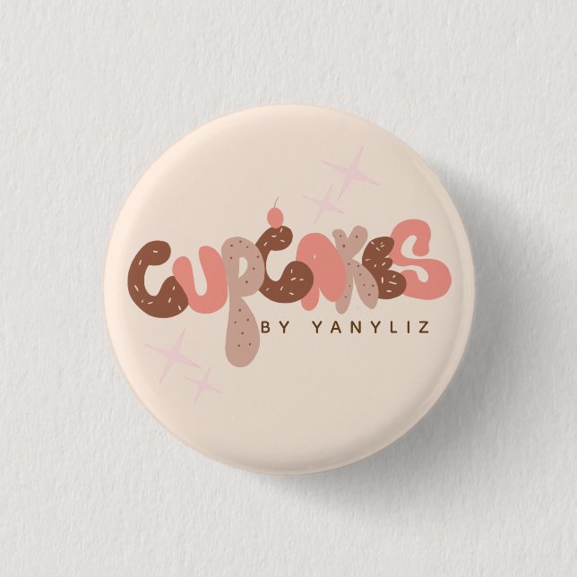 Bageri Cupcake Hand Lettering Företag  Knapp (Framsida)