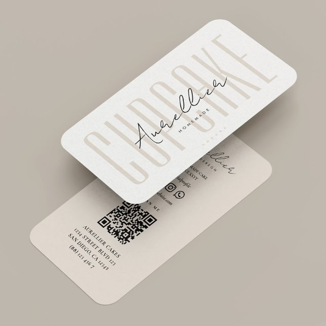 Bageri Cupcake Tårta Dekoratör Sand Minimal Visitkort (Bakery Cupcake Cake Decorator Sand Minimal Business Card
)