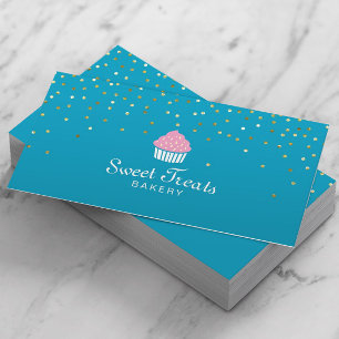 Bageri Cuptårta Söta Treats Confetti Turkos Visitkort