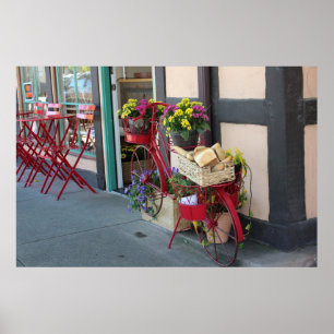 Bageri i Bicycle Basket vid Solvang i Färg Poster
