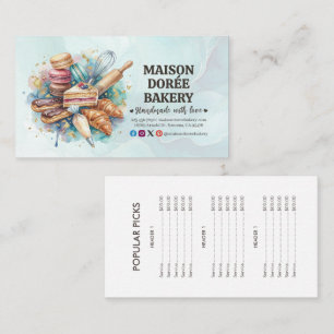 Bageri Konditor Bakning Catering Guld Prislista Visitkort