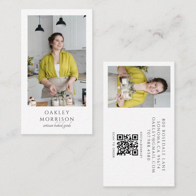 Bageri Konditor Chef Foto QR-kod Visitkort (Fram/baksida)