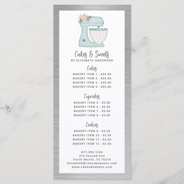 Bageri Konditor Efterrätt Meny (Framsida)