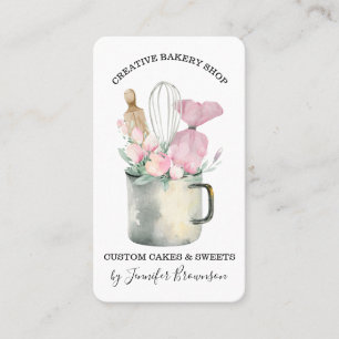 Bageri Konditor Rosa Blommor Boho chic Visitkort