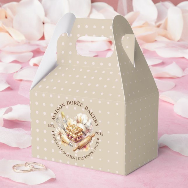 Bageri Konditor Vattenfärg Guld Bakning Catering Presentaskar (Bröllop)