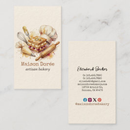 Bageri Konditor Vattenfärg Guld Bakning Catering Visitkort