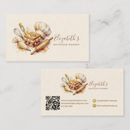 Bageri Konditor Vattenfärg Guld Bakning Catering Visitkort