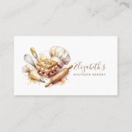 Bageri Konditor Vattenfärg Guld Bakning Catering Visitkort