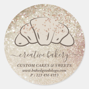 Bageri Konditori glitter glittrande croissant kako Runt Klistermärke
