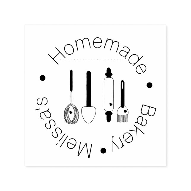 Bageri Logotyp Bakredskap Hemlagade Kakor Självfärgande Stämpel (Design)