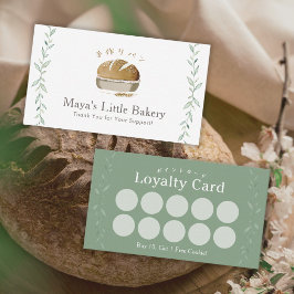 Bageri Loyalty Card för Surdeg med Botanisk Logoty Visitkort